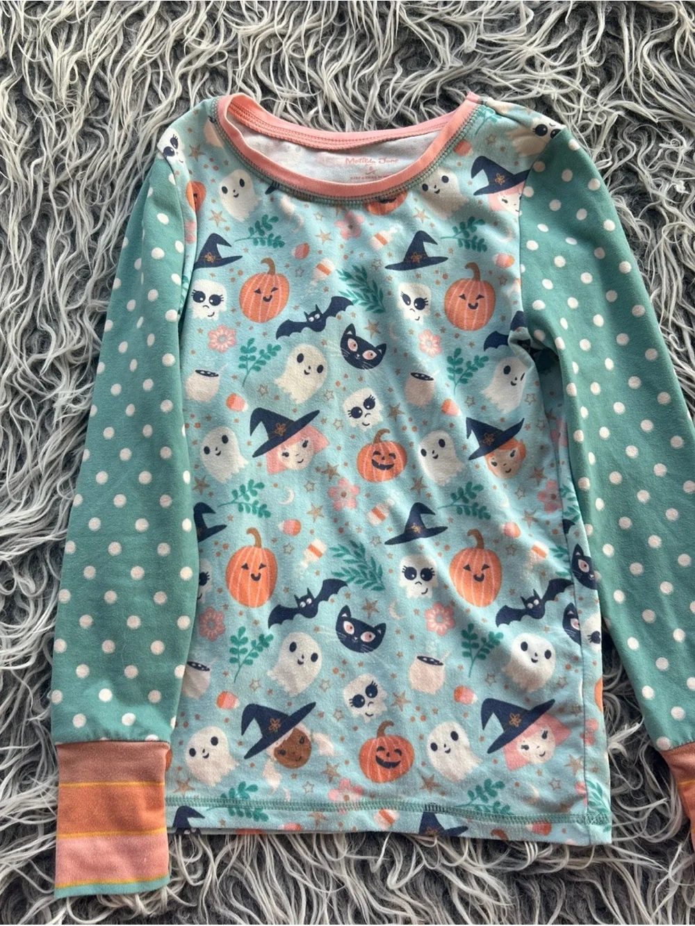 Matilda Jane Girls Halloween Pajamas Pjs Size 6 Pumpkins Bats.